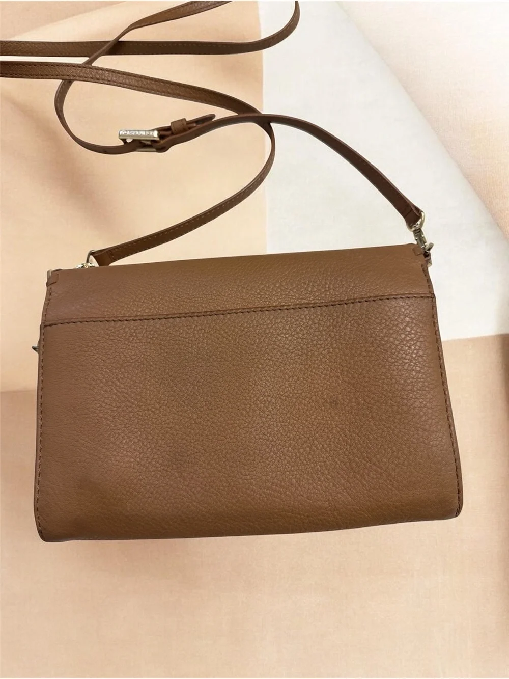 Tory Burch Tan Whipstitch Pebbled Leather Crossbody and Dust Bag - Picture 4 of 7
